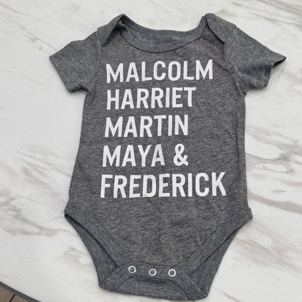 Well Worn Gray Bodysuit with White Text size 6-9 mths